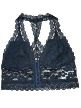 Shein Black Lace Halter Racerback Bralette Women's Medium